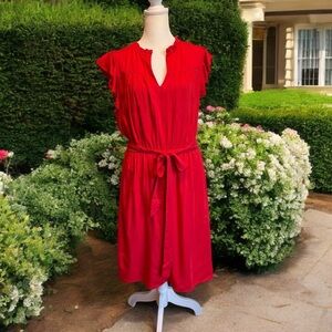 Ann Taylor Vibrant Red Midi Dress
